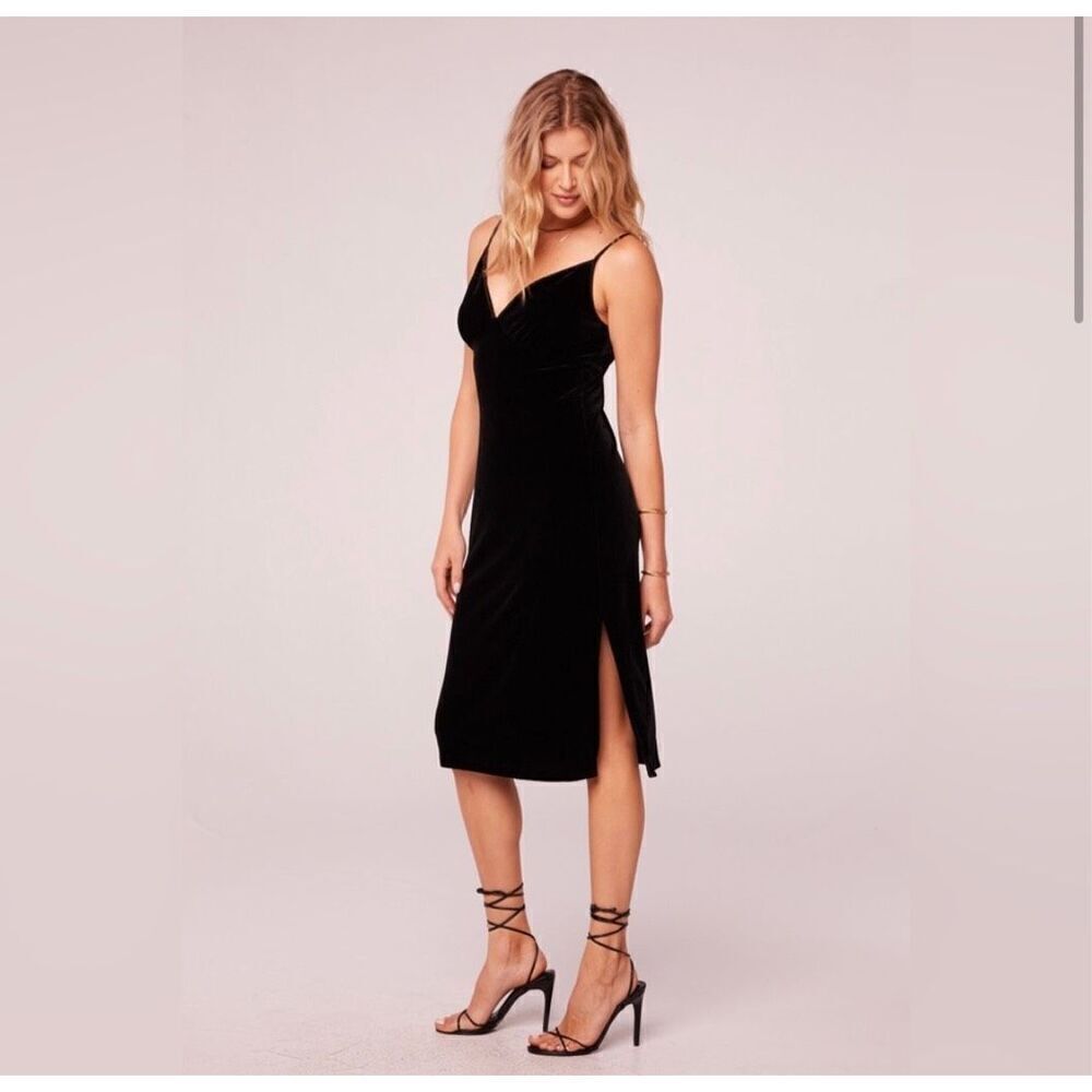 Band of the Free (BOG) Sexy Girl Crush Black Velvet Midi Dress NWT L